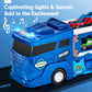 hahaland Toys for 2 Year Old Boy Birthday Gift - 2 in 1 Car Carrier Transforms into Race Tracks with Dual Launcher Toys for Ages