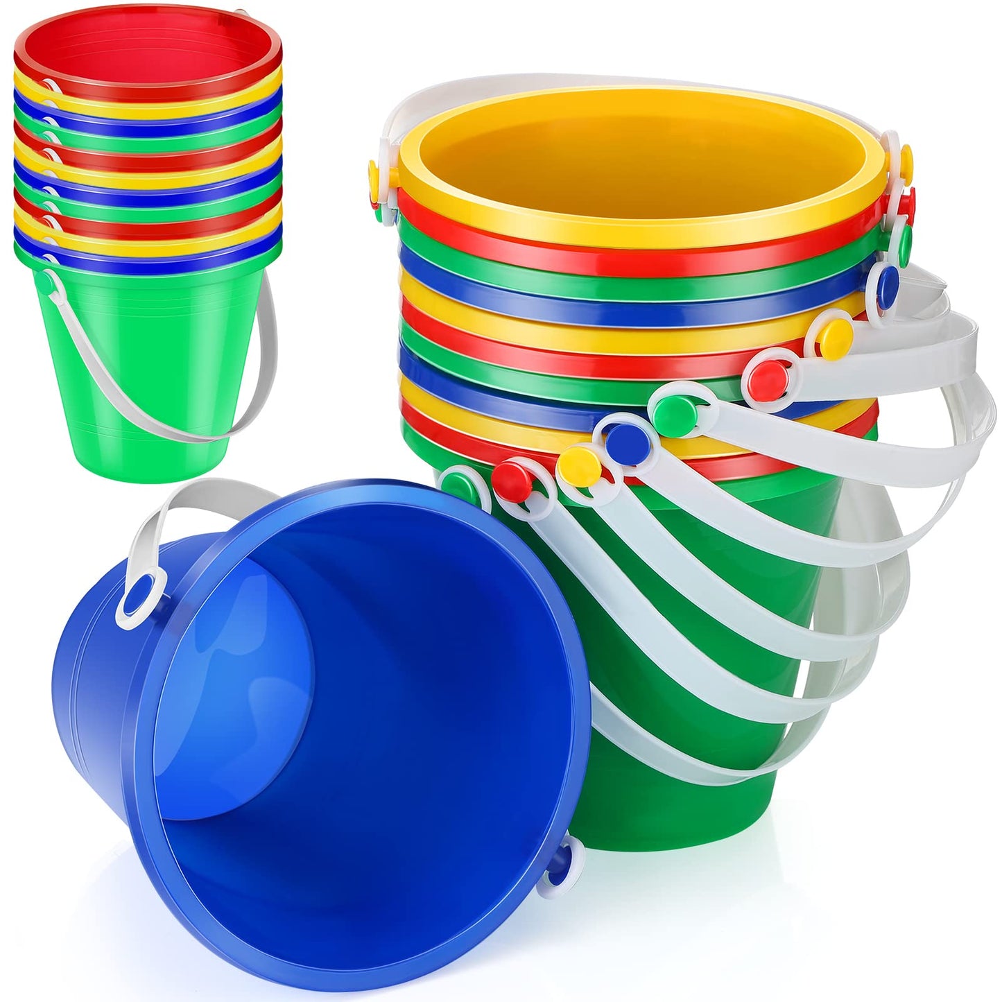 Didaey 24 Pcs 5 Inch Beach Bucket Sand Buckets Colorful Fun Plastic Pails And Sandcastle Mold For Kids Toddler Tool Summer Beach
