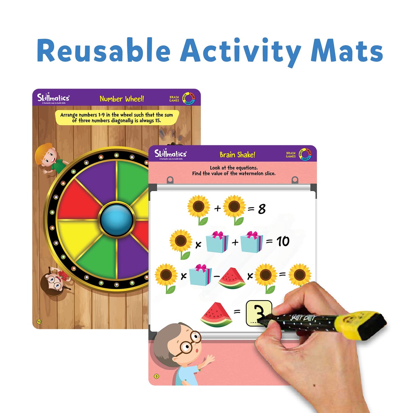 Skillmatics Educational Game - Reusable Activity Mats, Dry-Erase Marker, Multicolour, One Size, Ages 6 and Up, Model SKILL04BGS