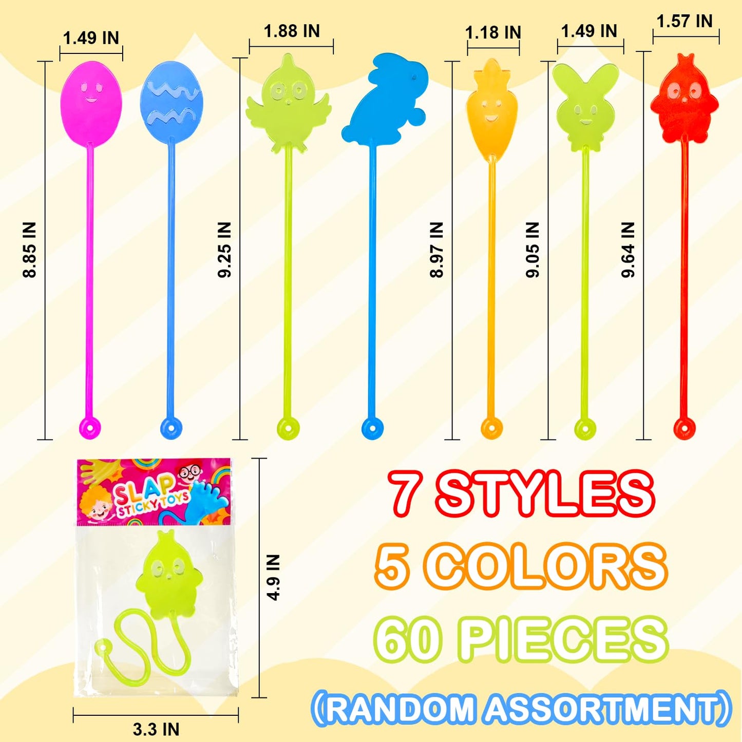 60 Pack Easter Eggs Basket Stuffers Party Favors Supplies for Kids, Bulk Easter Sticky Hands Toys Gifts for Toddlers,Non Candy G
