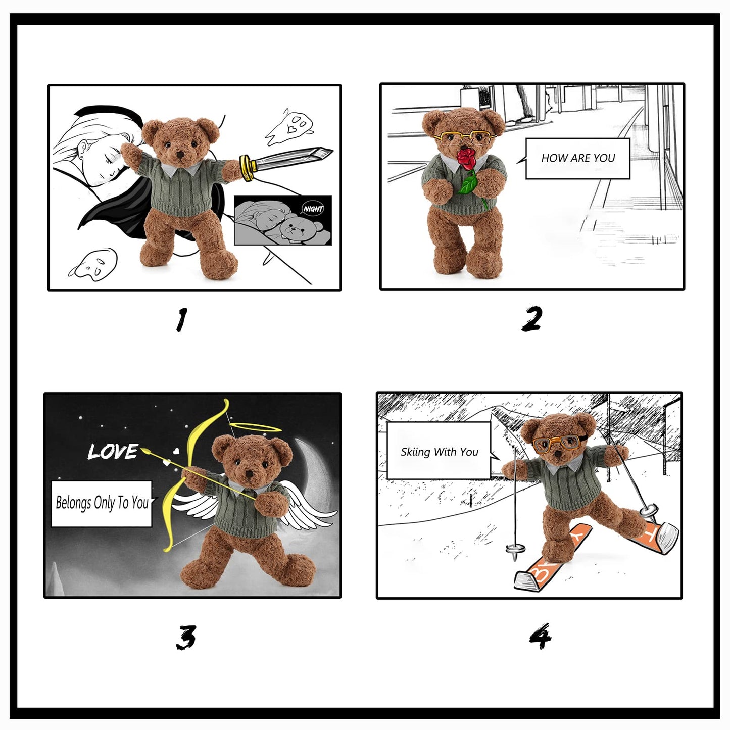 Riuhot Plush Teddy Bear With Shirt, Soft Stuffed Plushie Toys Gifts For Girlfriend Boyfriend Kid, 19.7 Brown Teddy Bear