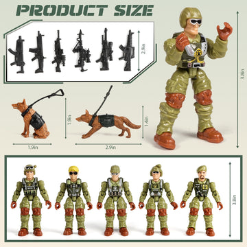 HAPTIME Army Men Action Figures with   Toy Soldiers for Boys  Plastic Army Toys for Boys 6-8  Birthday Gift for Military Collectors (6Pcs Green + 6Pcs Yellow)