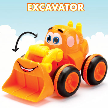 Toys for 3 Year Old Boy - 3 Friction Powered Trucks for 3+ Year Old Boys, Playmat & 16 Accessories, Push & Go Cars Cartoon Const