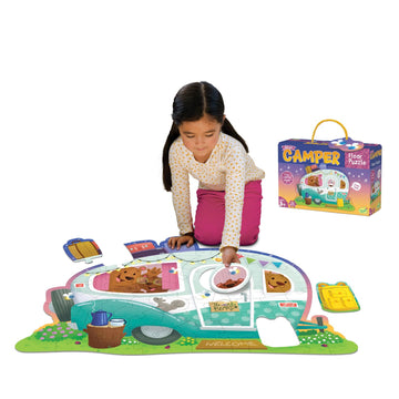 Peaceable Kingdom Shiny Camper Floor Puzzle – Giant Camping Puzzle For Kids Ages 3 & Up – Fun Camper Shape – Great For Classrooms