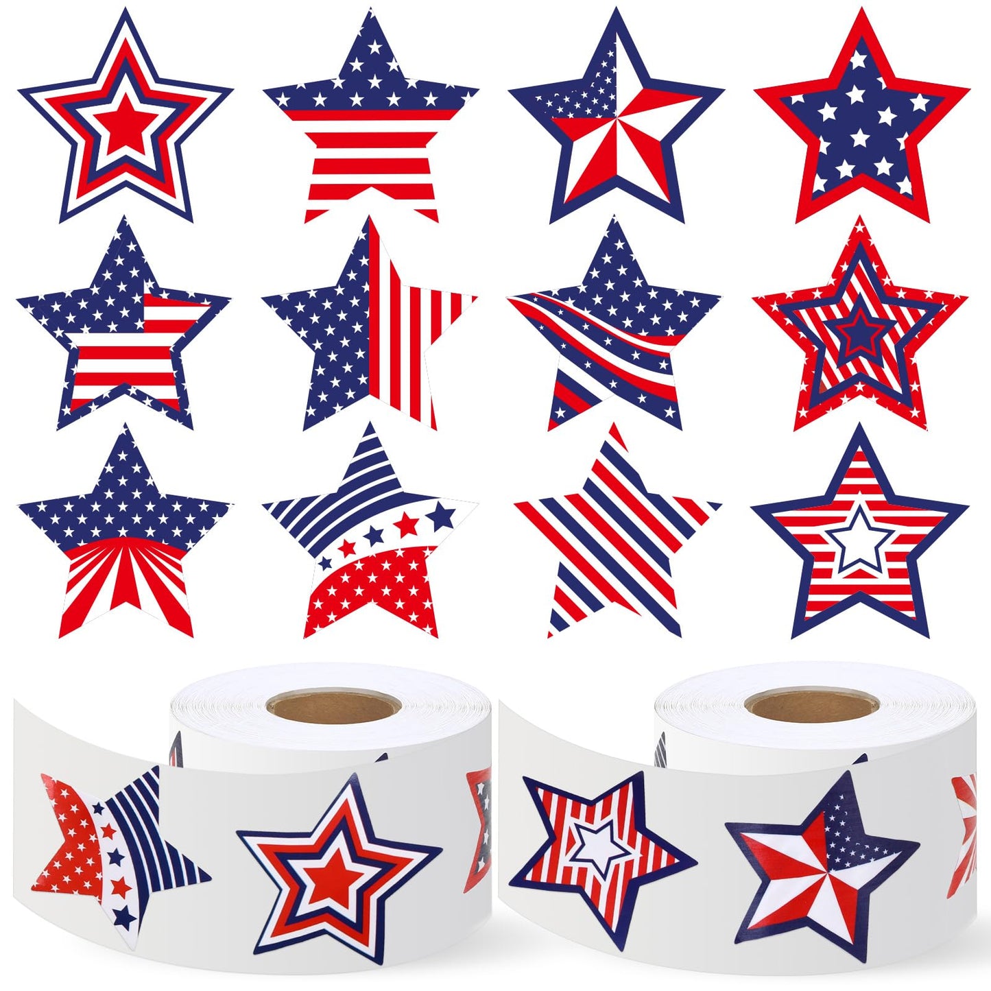 DECYOOL 800 Pcs 4th of July Patriotic Stickers Roll, Red White and Blue Star Stickers USA Patriotic Envelope Sealing Labels for 
