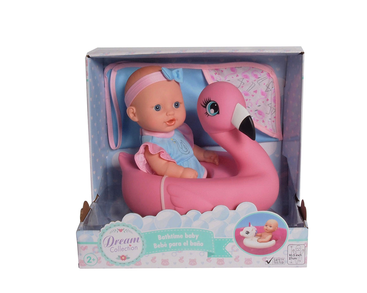 DREAM COLLECTION 10 Bath Time Baby Doll with Flamingo, Pink
