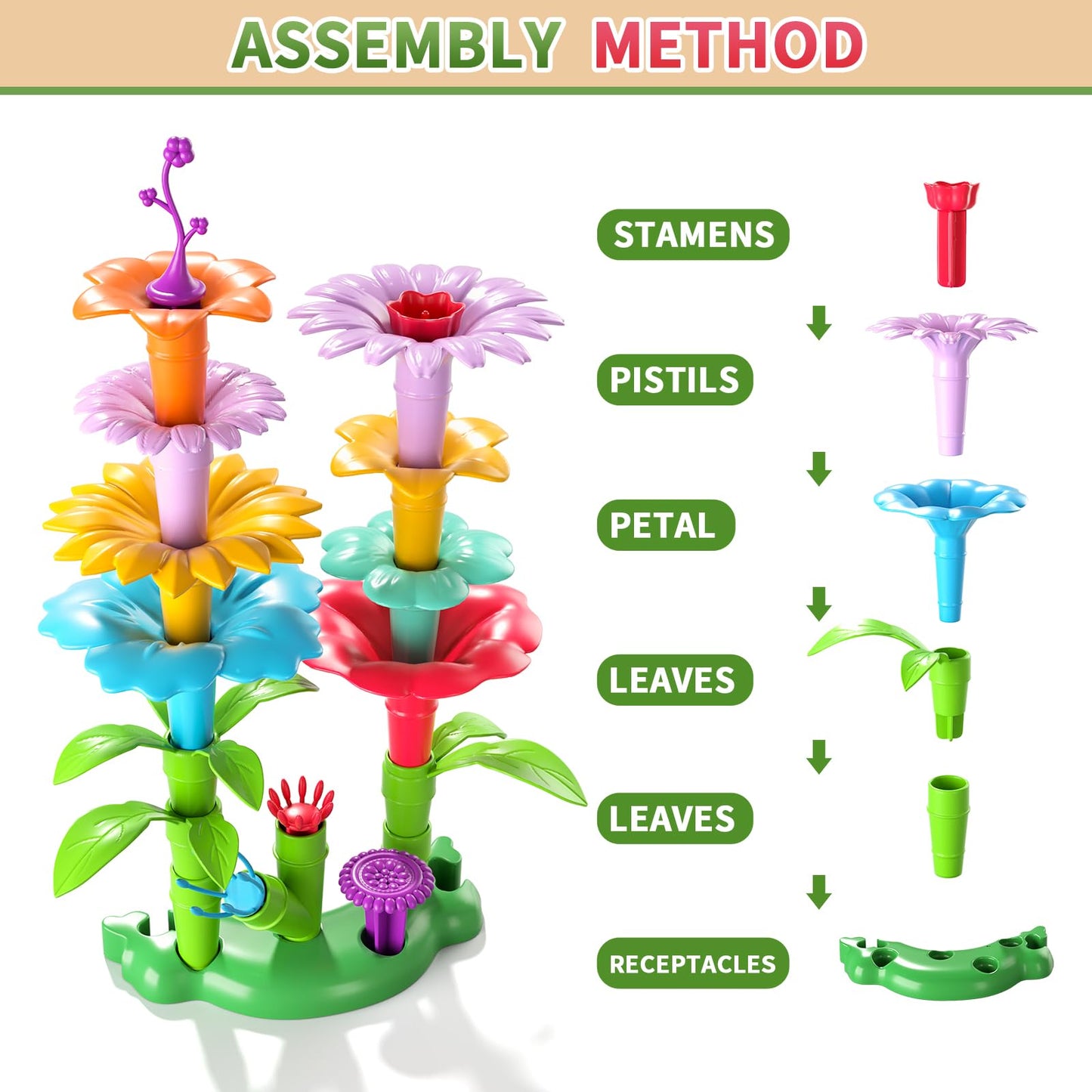 Garbo Star Girl Toys For 2 3 4 5 6 Year Old Girls Birthday Gift, Flower Garden Building Toys Set For Girls Toddlers Kids Ages 3-