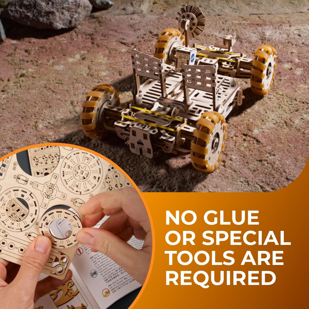 UGEARS NASA Lunar Rover Model Kit - 3D Wooden Mechanical Puzzles for Adults to Build - Space Gifts for Teen - NASA Official Spac
