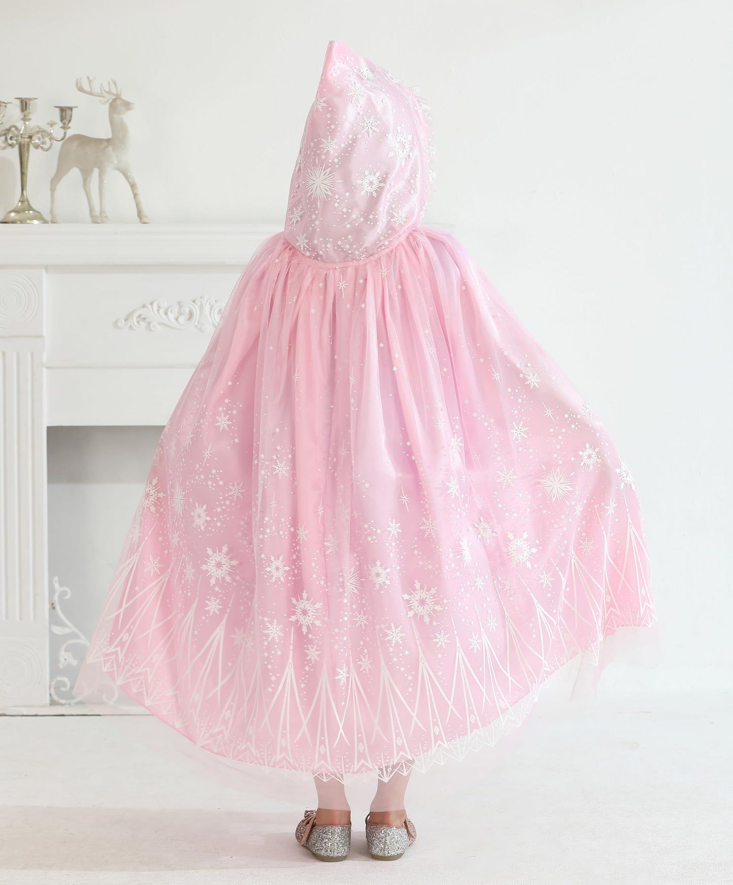 Purfeel Girls Cape For Elsa Dress Up Kids Hooded Cloak Costume Pink 7-10Years