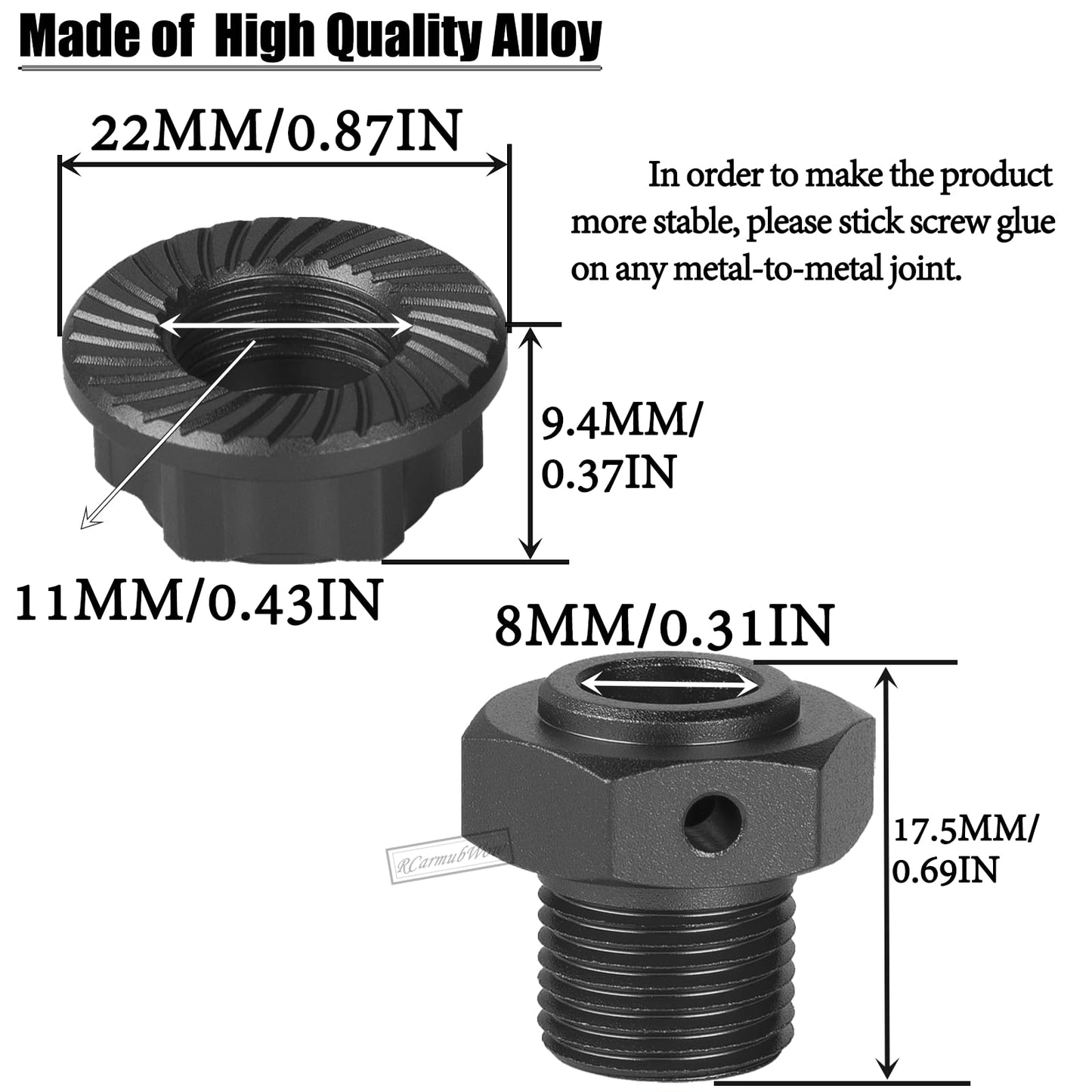 RcarmubWow RC 17MM Wheel Hex Hubs & Wheel Nuts & Wheel Wrench Upgrades Part for 1/8 Mojave 4x4 4S BLX,1/10 Outcast 4S V2 BLX,Kra