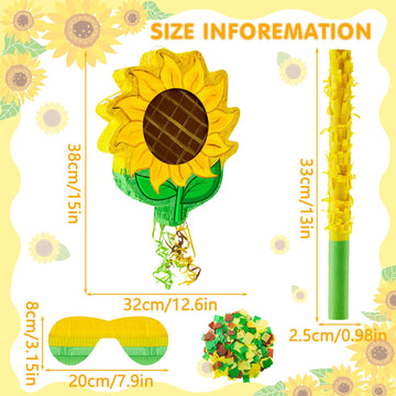 Lewtemi Sunflower Tea Pot Piñata For Birthday Party Colorful Piñata With Stick, Blindfold, Confetti For Adults Birthday Baby Shower Party Supplies
