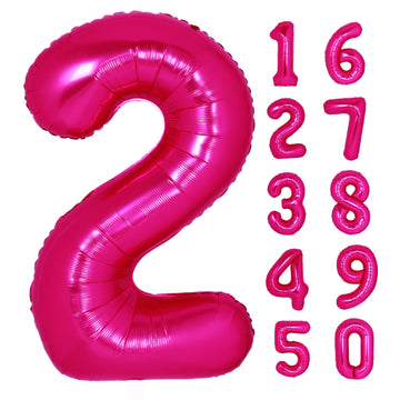 40 Inch Giant Hot Pink Number 2 Balloon, Helium Mylar Foil Number Balloons For Birthday Party, 2Nd Birthday Decorations For Kids