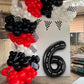 Bbpool Race Car Number 6 Balloon, 40 Inch, Black, Birthday Party Decoration