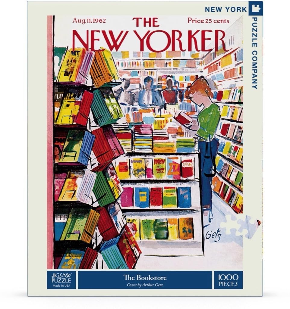 New York Puzzle Company 1000 Piece Jigsaw Puzzle - The Bookstore by Arthur Getz, Cardboard Construction