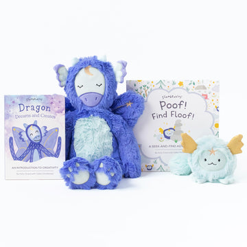 Slumberkins Poof! Find Floof Board Book + Dragon Kin With Dragon Dreams And Creates Bord Book + Powder Floof Mini Plush - Easter