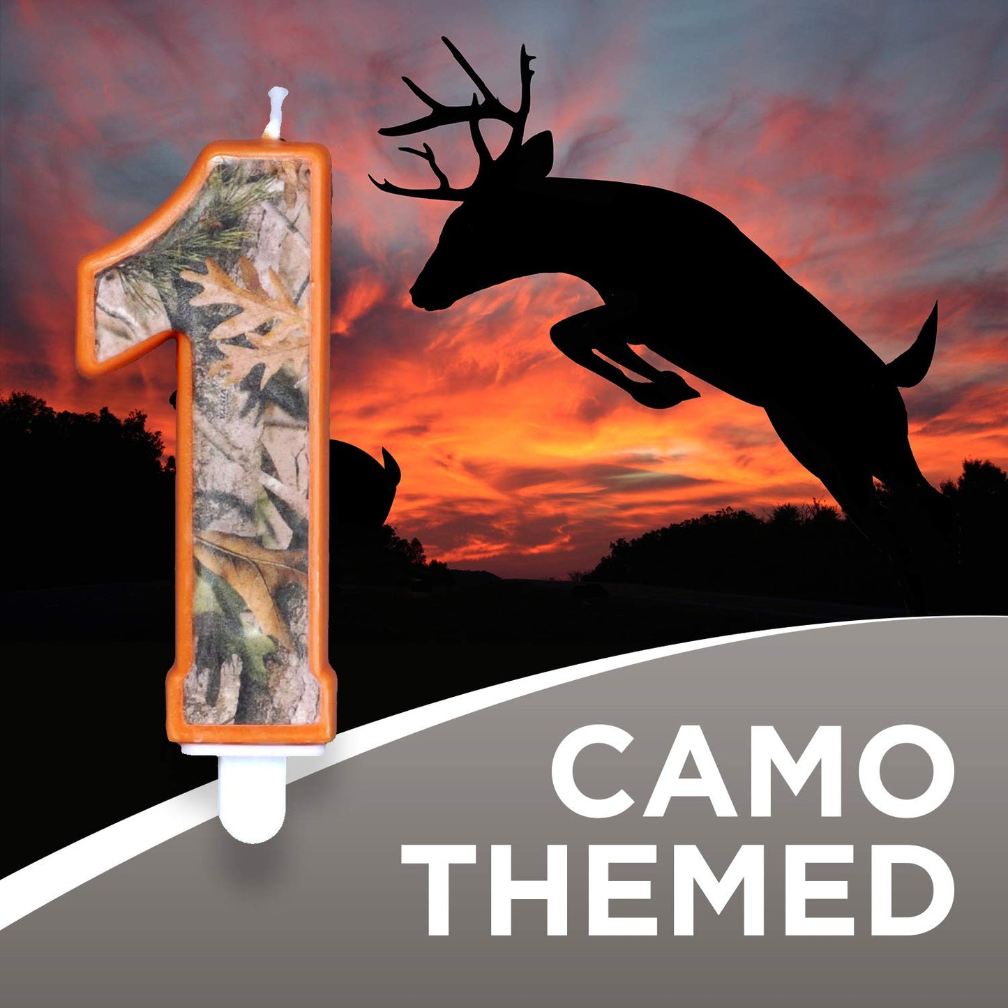 Havercamp Next Camo Party Birthday Number 1 Candle | 1 Count | Great for Hunter Themed Party, Camouflage Motif, Birthday Event,
