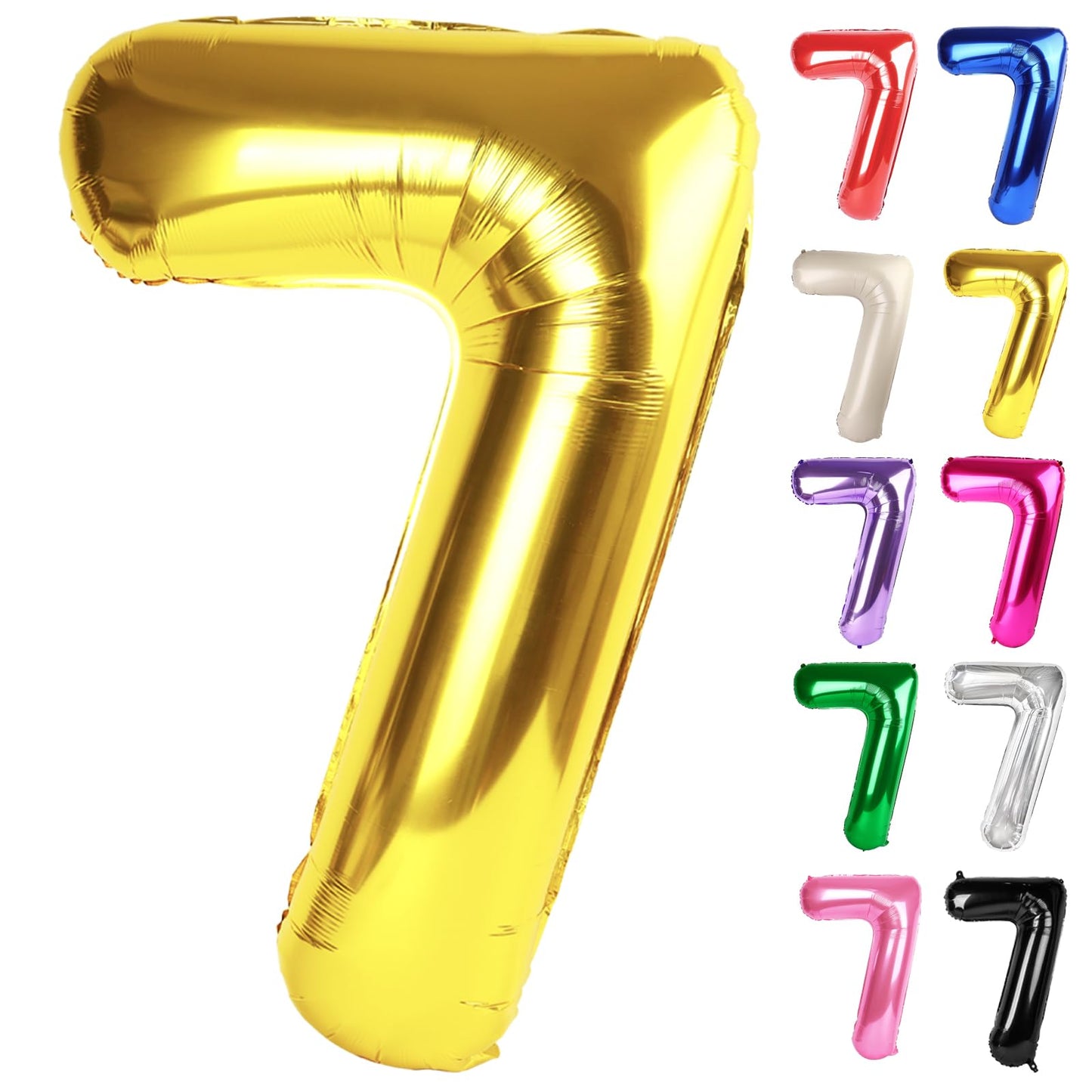 Gold Number 7 Balloon 40 Inch, 7 Balloon Number, 7Th Birthday Decorations, Gold Party Supplies For Boys Girls