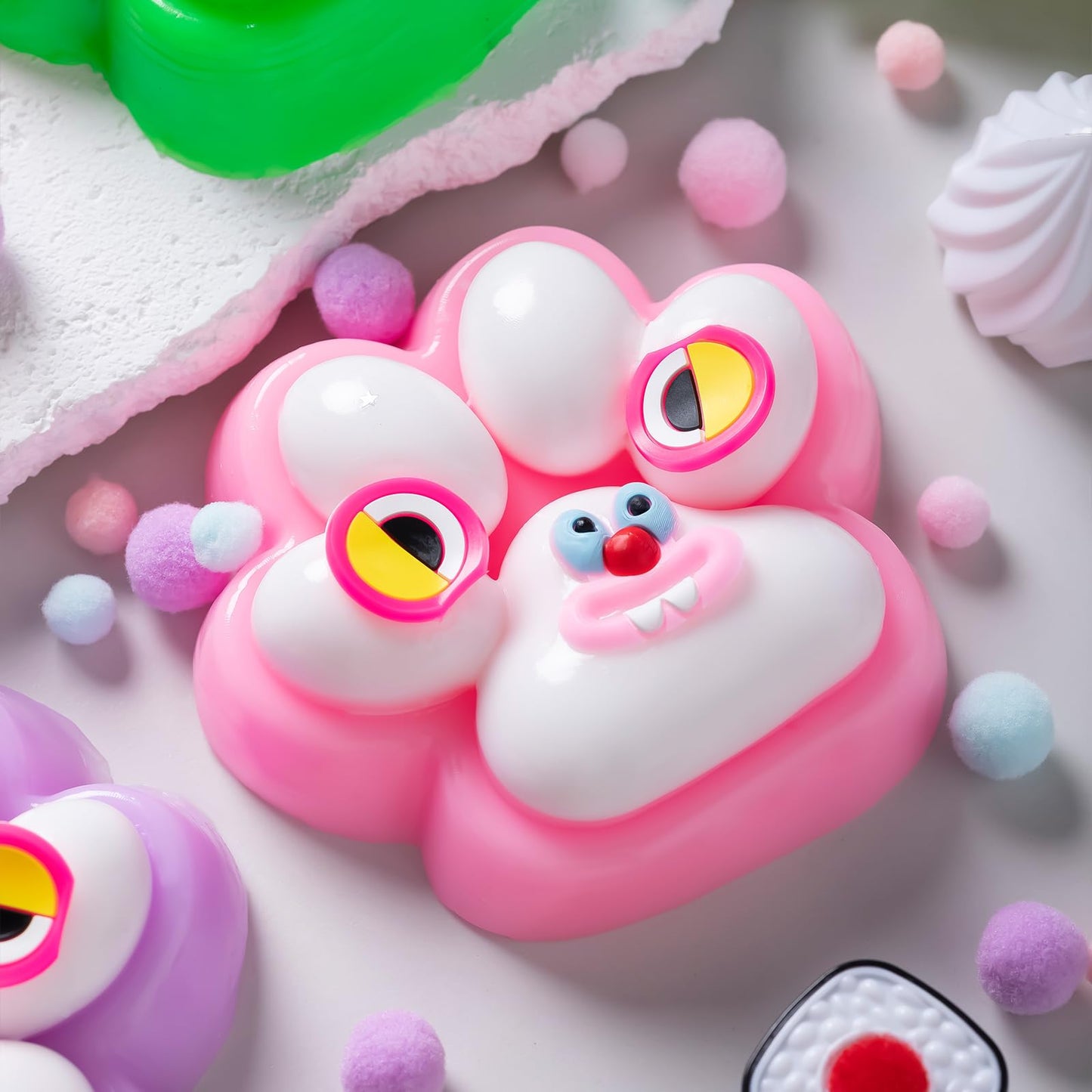 4 Pcs Taba Squishy Paw,Cute fufu Cat Stress Relief Fidget Toys for Adults, Party Favor Gift (4PCS Rabbit Teeth)