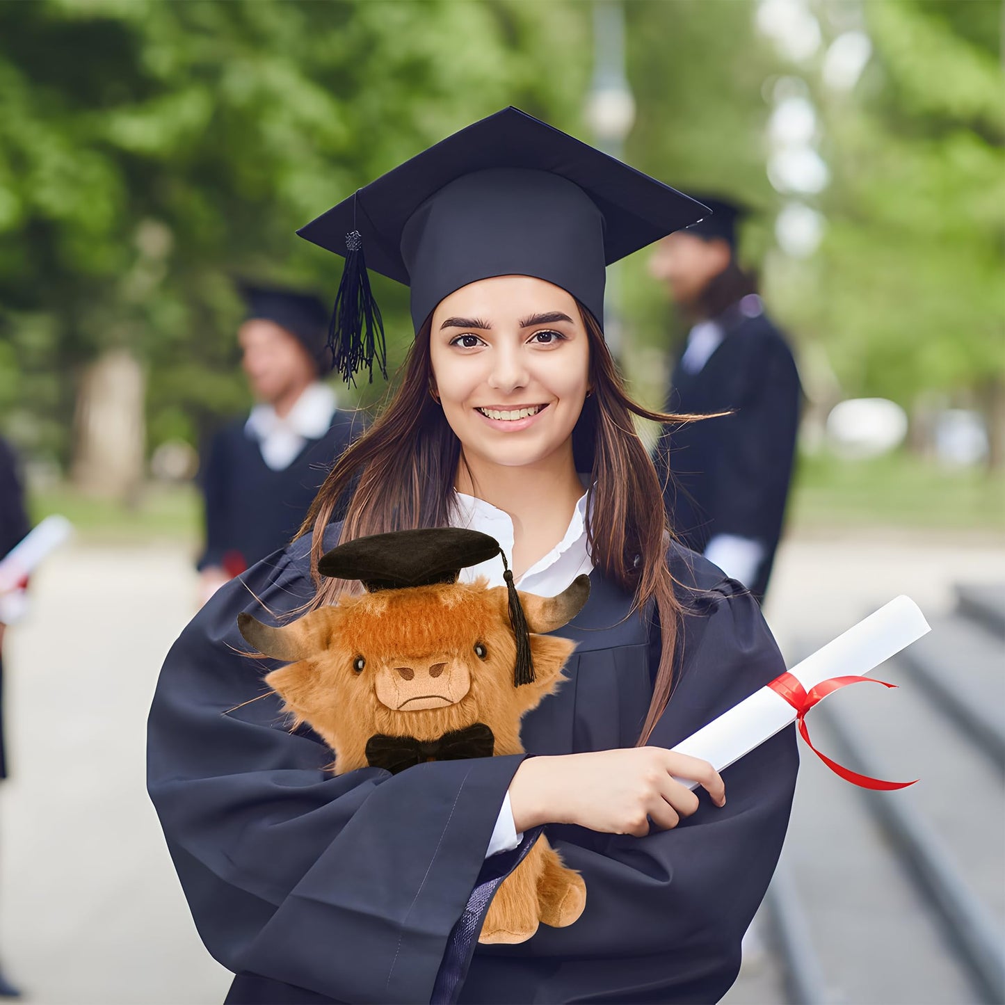 Yzxzm Graduation Highland Cow Stuffed Animal, Graduation Plush Gifts For Class Of 2024 Kindergarten Preschool High School & Coll