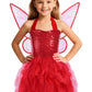 Soyoekbt Fairy Costume for Girls Princess Tutu Dress with Butterfly Wings for Girls Birthday Party Dress Up (Red, 3-4 Years)