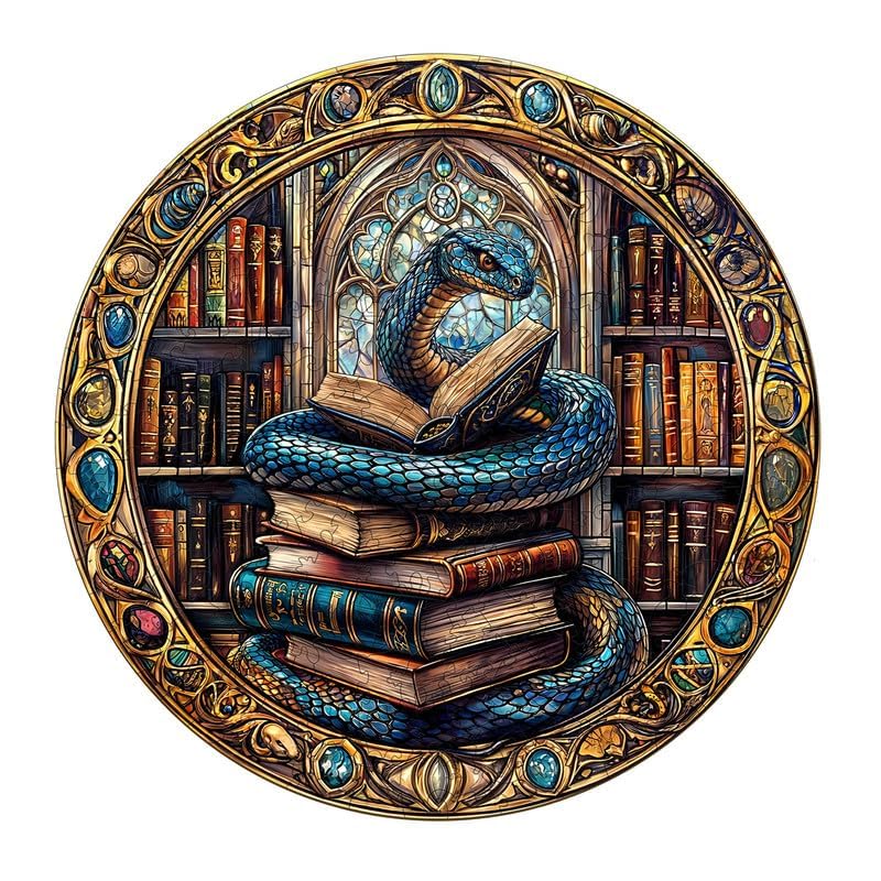 Jigfoxy Wooden Puzzle for mature-themeds  Snake Visual Horse Wooden Jigsaw Puzzles for mature-themed  Unique Animal Shape Wood Cut Puzzles  Christmas Thanksgiving Gifts for Friends Family (L-13.4 * 13.4in-300pcs)