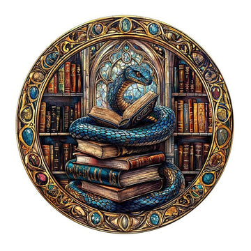 Jigfoxy Wooden Puzzle for mature-themeds  Snake Visual Horse Wooden Jigsaw Puzzles for mature-themed  Unique Animal Shape Wood Cut Puzzles  Christmas Thanksgiving Gifts for Friends Family (L-13.4 * 13.4in-300pcs)