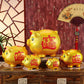 6'' Gold Pig Lucky Porcelain Fortune Pig Joosup Money Box Piggy Bank