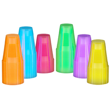 Exquisite Blacklight Party Glow Cups - 240 Pack 12 Oz - Assorted Colors - Disposable Cups For Party - Blacklight Reactive Glow In The Dark Cups For Birthday Party - Food Safe - Neon Cups