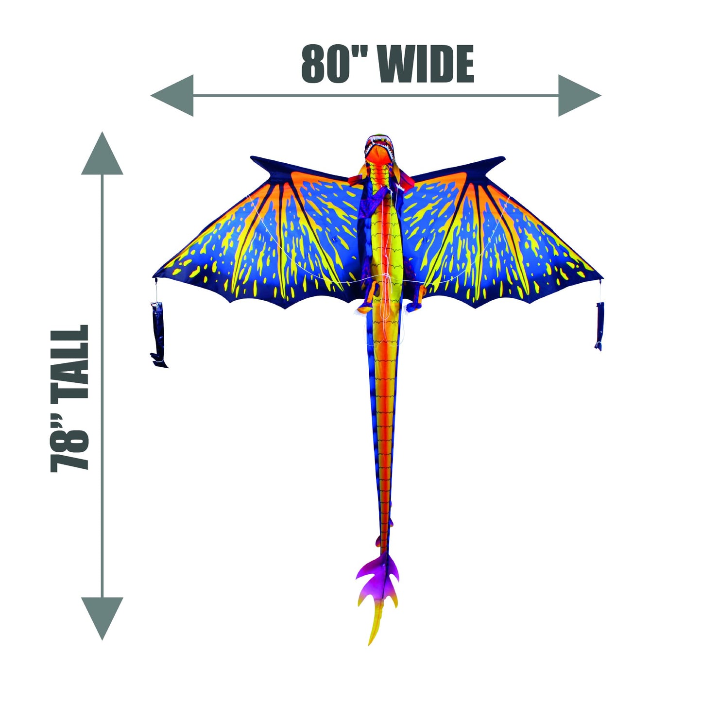 3D Nylon Dragon Kite With 80' Wingspan (6 Ft 8 In) By Amazing Kites