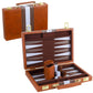 Reriver Backgammon Set 2 Players Classic Backgammon Sets For Adults Board Game With Pu Leather Case Portable And Travel Backgammon Set (Brown, 11Inch)