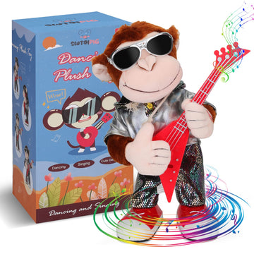 Swtoipig Dancing Monkey Plush Toy, Stuffed Toys, Dancing Singing, Body Shaking, And Guitar Shaking, Punk Molding, One Button Con