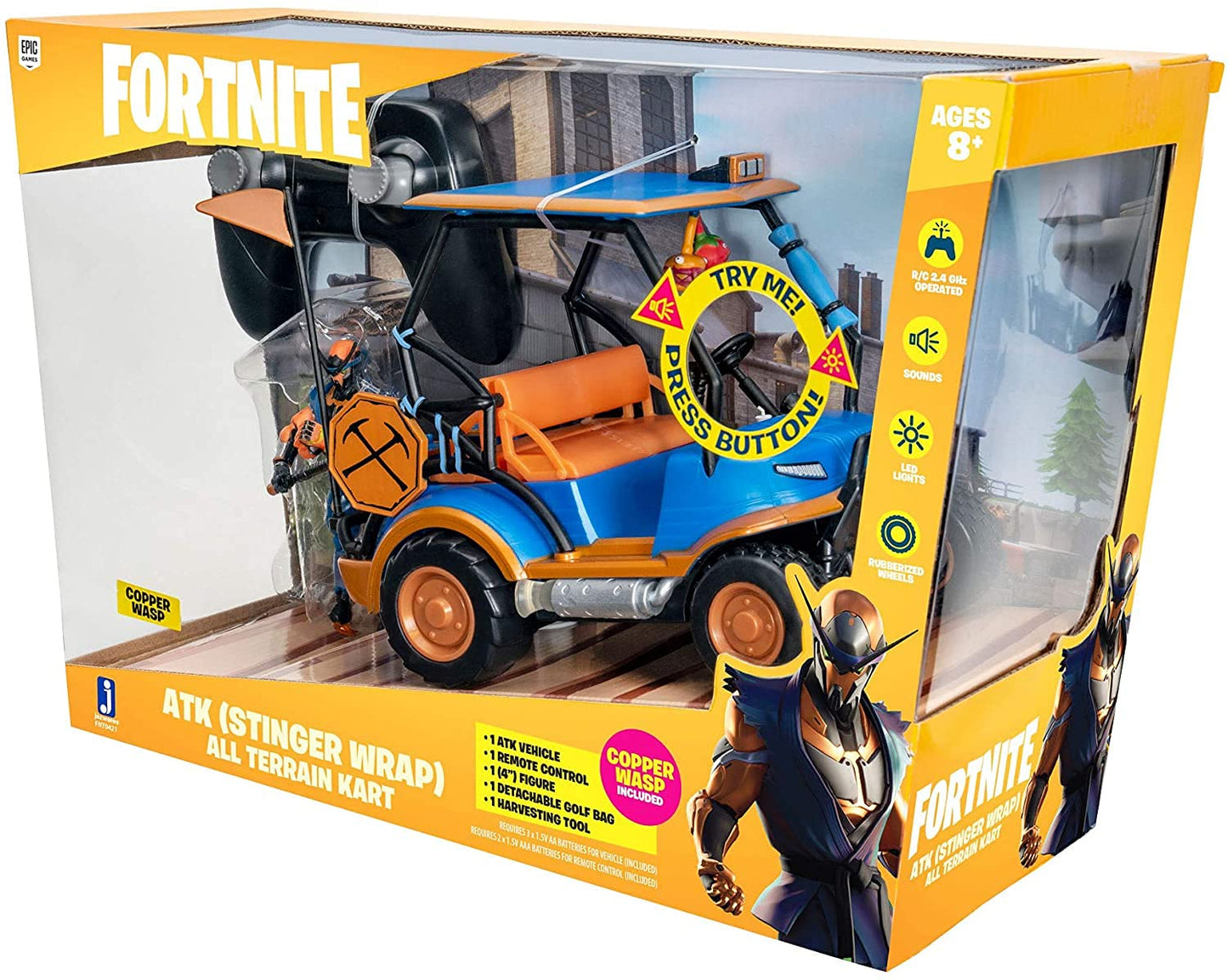 Fortnite Stinger Wrap ATK Deluxe Feature Vehicle - 10 Inch All Terrain Vehicle (Stinger Wrapped) with Remote Control, Includes 4