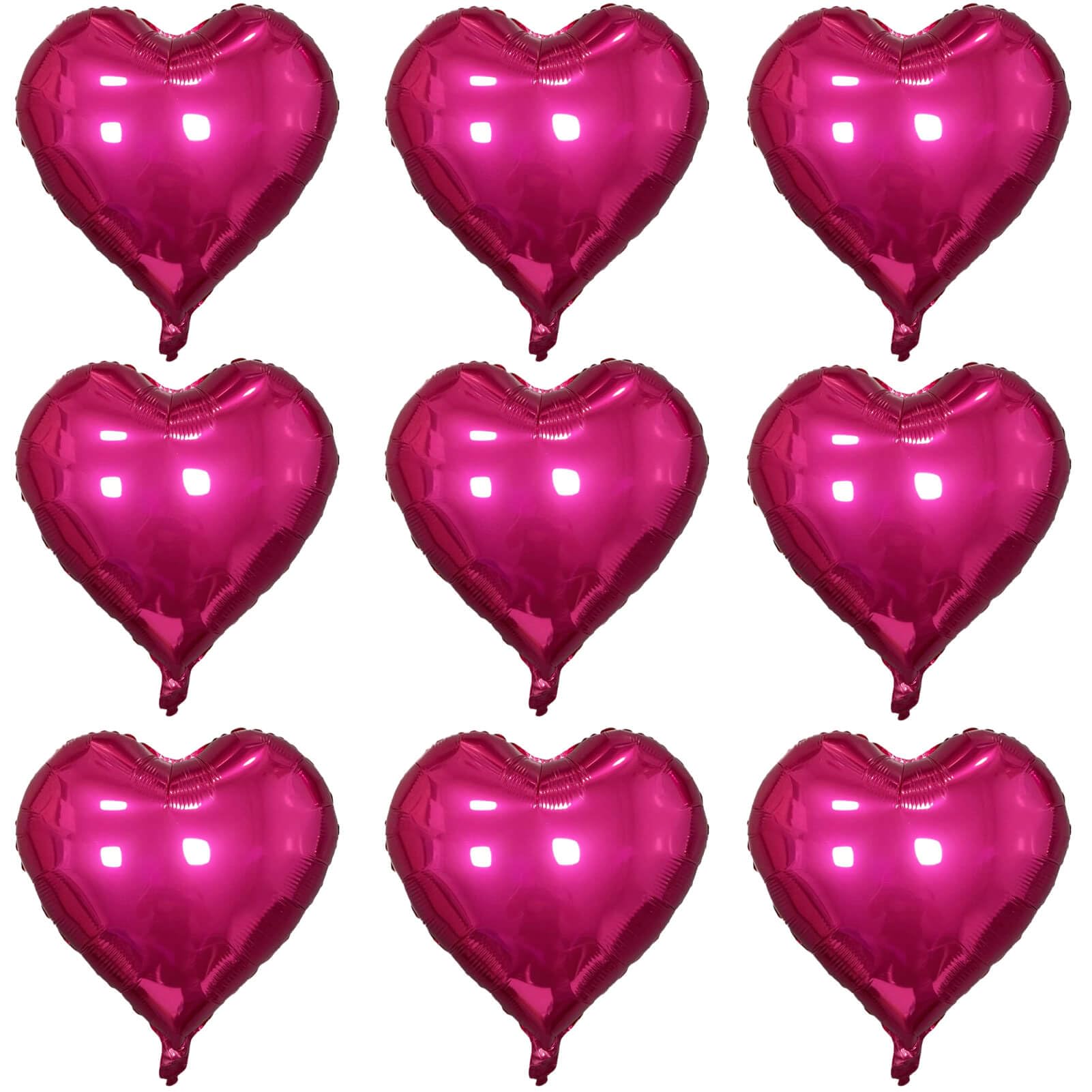 Hot Pink Heart Balloons Pack Of 10,18 Inch Vibrant Pink Valentines Day Balloons Heart Balloons For Valentines Day Decorations Pr