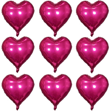 Hot Pink Heart Balloons Pack Of 10,18 Inch Vibrant Pink Valentines Day Balloons Heart Balloons For Valentines Day Decorations Pr