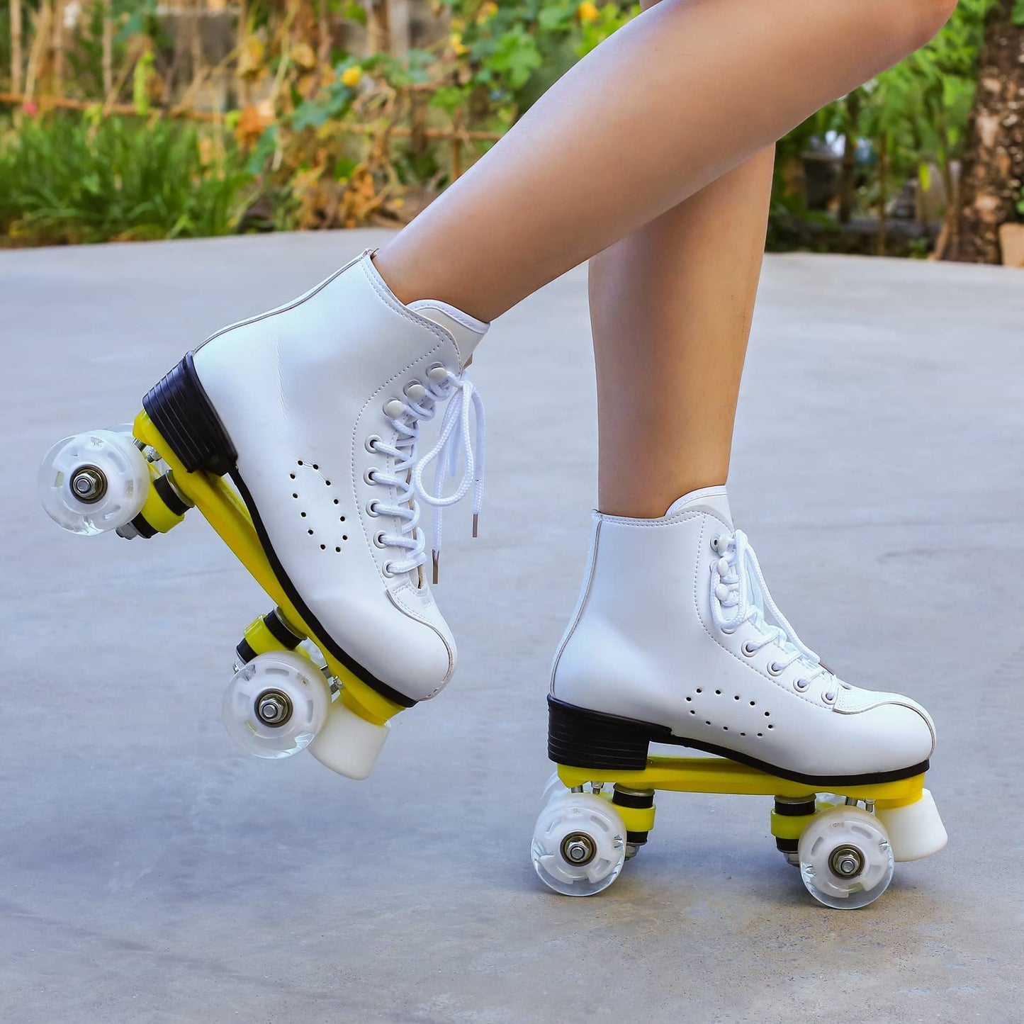 Ugboiu Roller Skates For Women And Men,Derby Roller Skates With 4 Shiny Wheel, Classic Double-Row Roller Skates For Indoor And O