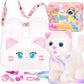 Ninaor Interactive Cat Toys For Kids With Crossbody Bags, Stuffed Cat Plush With Leash Walking Meow Pretend Play Kitty Robot Pet