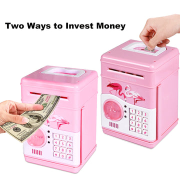 Gudoqi Password Piggy Bank, Digital Electronic Money Bank With Music, Mini Atm Cash Coin Saving Can Toys, Birthday Gifts For Kids, Pink Flamingo