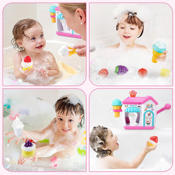 Gretex Toddler Bath Toys For 3 4 5 6 7 8 Years Old Girls, Bubble Ice Cream Maker Bath Toy, Shower Toys, Toddler Bath Toys Age 2-