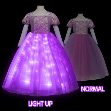 UPORPOR Light Up Purple Princess Dress Costumes for Girls Kids Toddler Halloween Christmas Birthday Party Dress Up Clothes Outfit 150