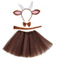 Jmkcoz Goat Costume Tutu Set, Goat Ears And Horns Headband Tail Bowtie Tutu Fancy Animal Costume For Halloween Cosplay Dress Up Party
