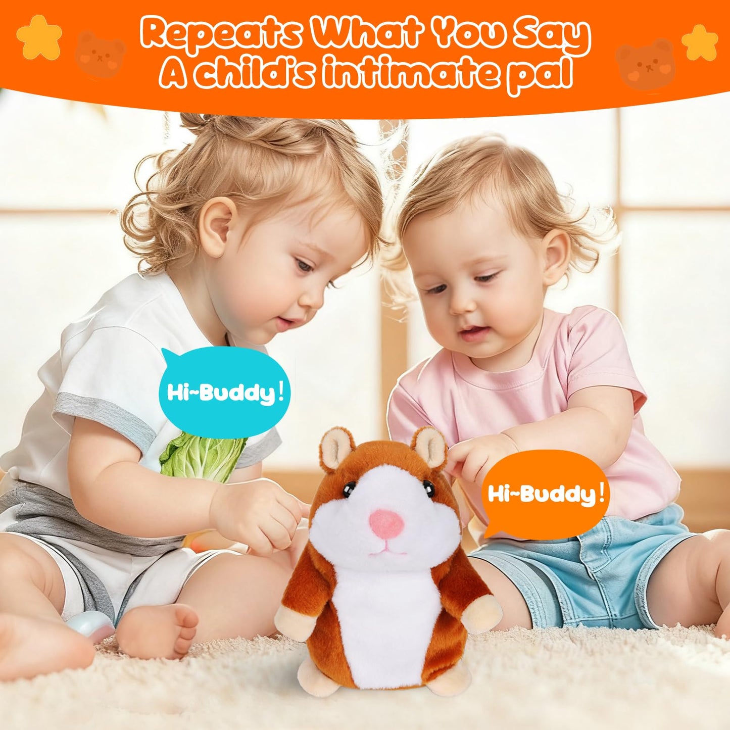 Minureda Toddler Toys Talking Hamster Repeats What You Say, Kids Interactive Stuffed Animal Plush Toys, Birthday Gift for 3-8 Ye