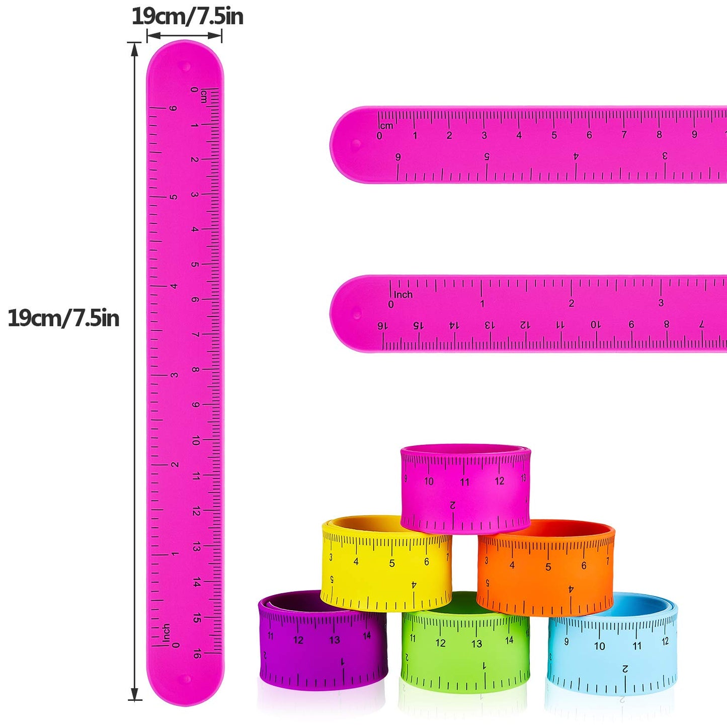 24 Pieces Ruler Slap Bracelets for Kids Wrist Slap Ruler Bracelet Colorful Wristband for Kids Classroom School Prize Party Favor