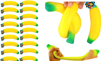 Ja-Ru Squeesh Yum Stretchy Banana Party Pack (20 Units) Stress Squeeze Relief Toys | Fruit Fidget Toy For Kids And Adults. Autis