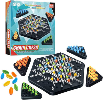 Spirahomes 1Pack Chain Triangle Chess Triggle Rubber Band Strategy Board Game STEM Learning Geoboard Puzzle for Kids & Adults, 2