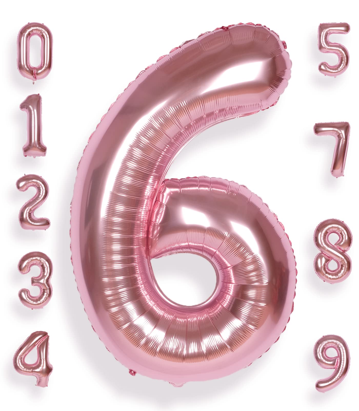 Aule 40 Inch Big Rose Gold 6 Balloon Number Large Foil Helium Number Balloons 0-9 Jumbo Giant Happy 6Th Birthday Party Decoratio