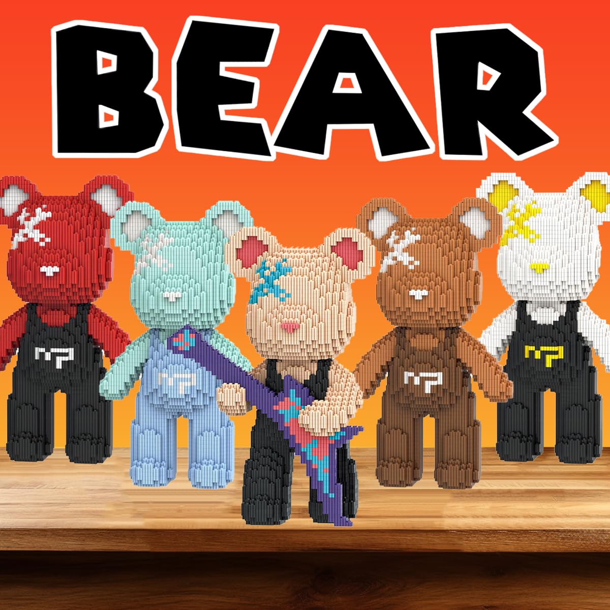 VIIOVOIIV TK Teddy Bear Building Blocks Set, 4500 Pieces, 8.6"x5.5"x12.6", Multicolor, Plastic, Model LHT10, Perfect