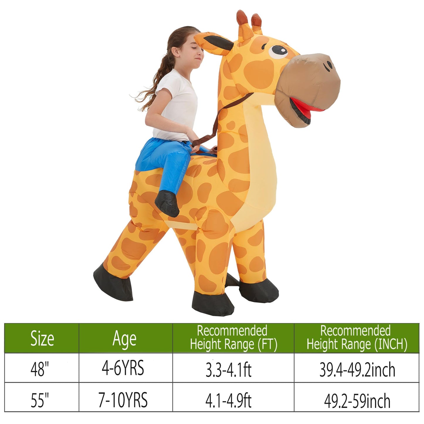 One Casa Blow Up Costume,Inflatable Costumes For Kids,Ride On Giraffe Costume,Halloween Costumes For Girls/Boys (4-6Yrs)