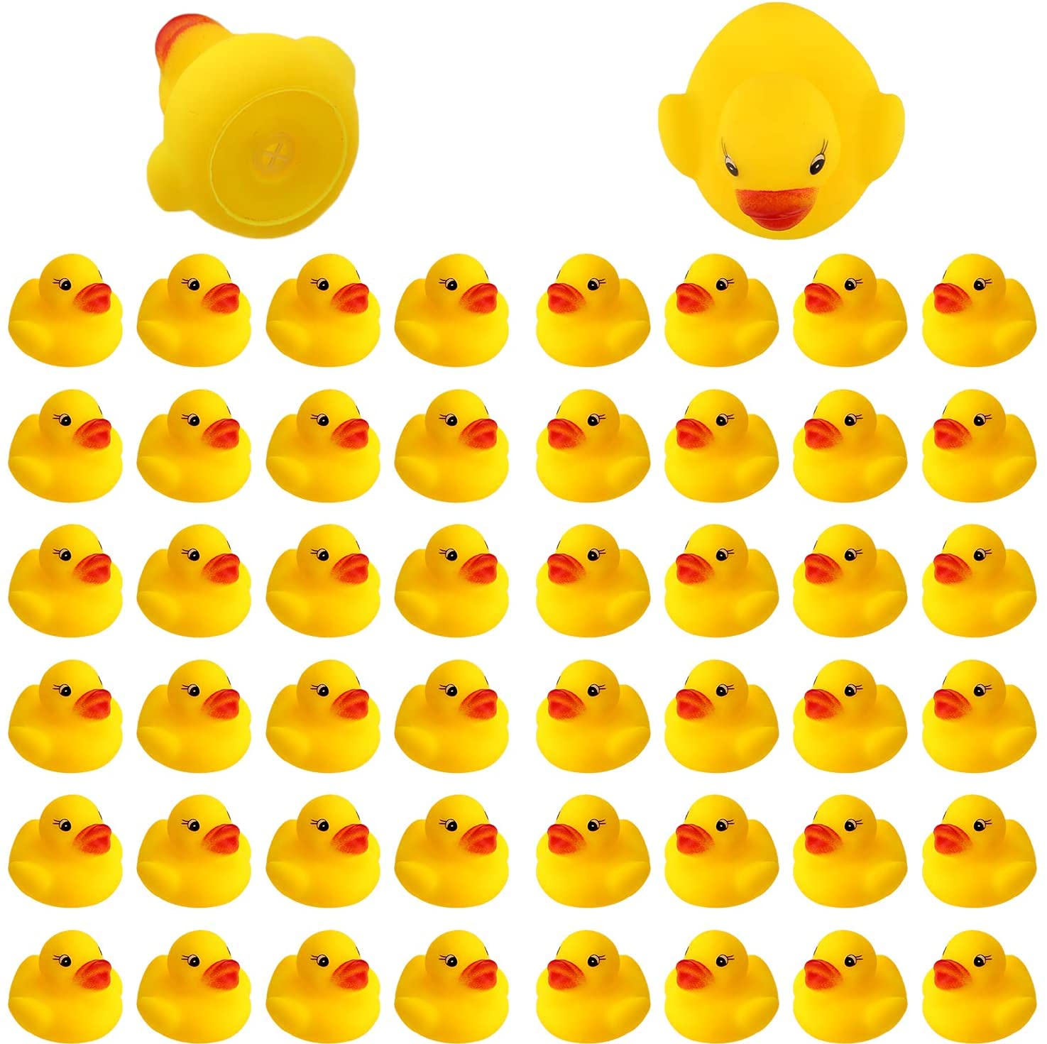 Savita 50Pcs Rubber Ducky Bath Toy For Kids, Float And Squeak Mini Small Yellow Ducks Bathtub Toys For Shower/Birthday/Party Supplies（3.5×3.5×3Cm/1.4×1.4×1.2Inch）
