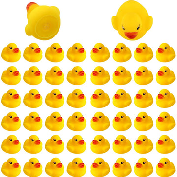 Savita 50Pcs Rubber Ducky Bath Toy For Kids, Float And Squeak Mini Small Yellow Ducks Bathtub Toys For Shower/Birthday/Party Supplies（3.5×3.5×3Cm/1.4×1.4×1.2Inch）
