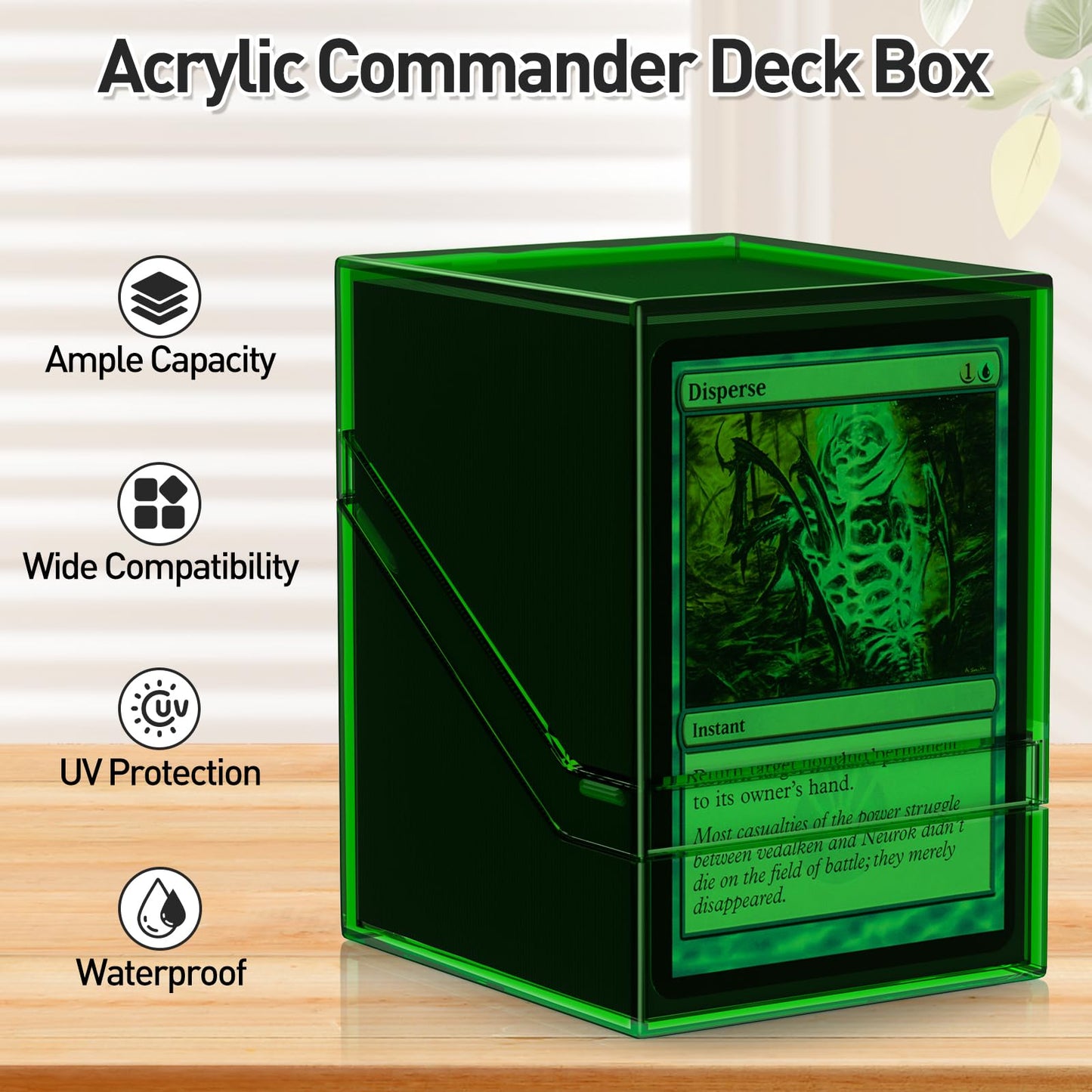 Mlikero Card Deck Cases, Acrylic Commander Deck Box Holding 100+ Sleeved Cards With Dividers, Clear Card Storage Box Fit For Mtg